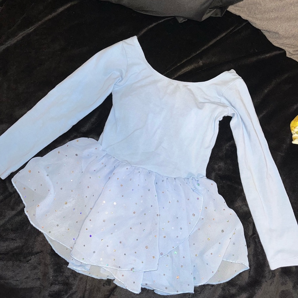 Sparkling Sky Blue Kids Dance Costume